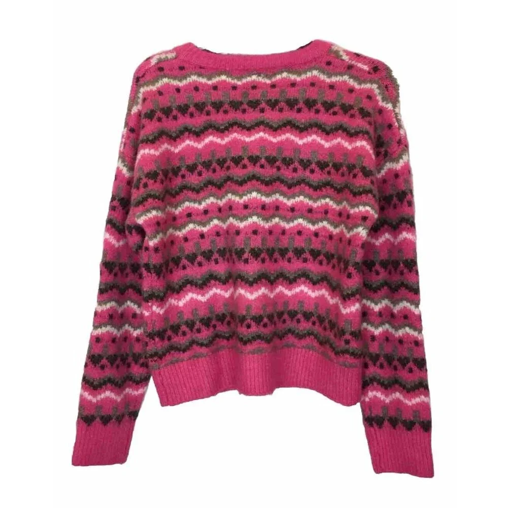 Vigoss Women’s Sweater Pink Granny Core Career Casual Travel Geometric Sz M New